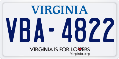 VA license plate VBA4822