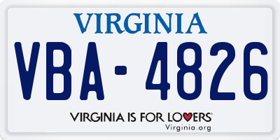 VA license plate VBA4826