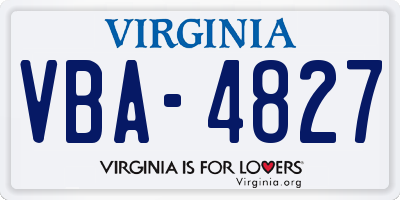 VA license plate VBA4827