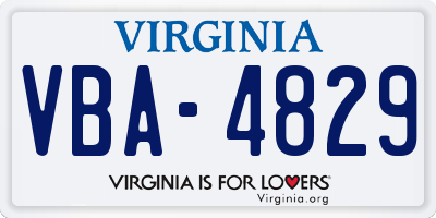 VA license plate VBA4829