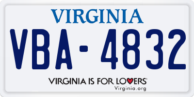 VA license plate VBA4832