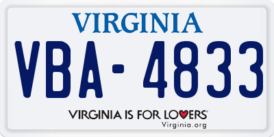 VA license plate VBA4833