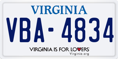 VA license plate VBA4834