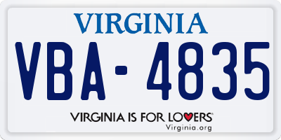 VA license plate VBA4835