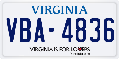 VA license plate VBA4836
