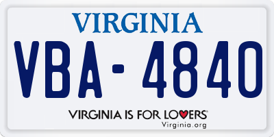 VA license plate VBA4840