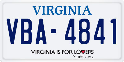 VA license plate VBA4841