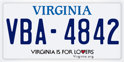 VA license plate VBA4842
