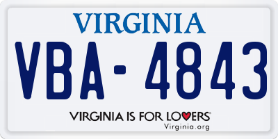 VA license plate VBA4843