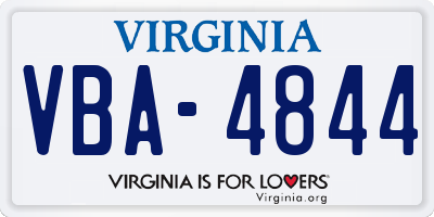 VA license plate VBA4844
