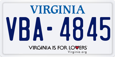 VA license plate VBA4845