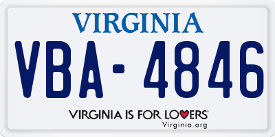 VA license plate VBA4846