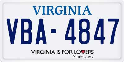 VA license plate VBA4847