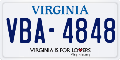 VA license plate VBA4848