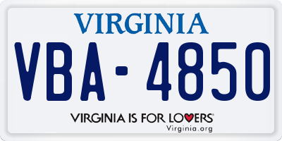 VA license plate VBA4850