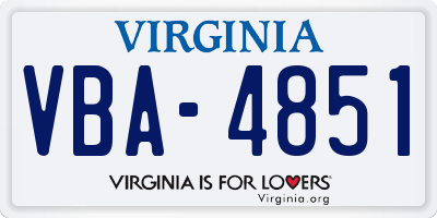VA license plate VBA4851