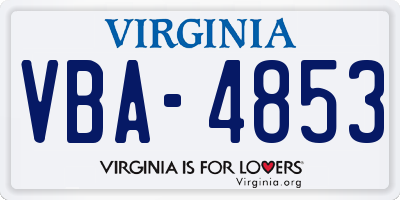 VA license plate VBA4853