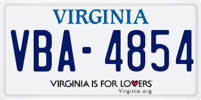 VA license plate VBA4854