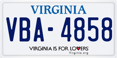 VA license plate VBA4858