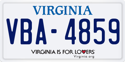 VA license plate VBA4859