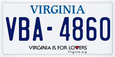 VA license plate VBA4860