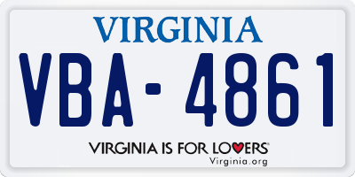 VA license plate VBA4861