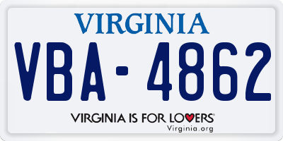 VA license plate VBA4862