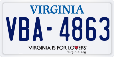 VA license plate VBA4863