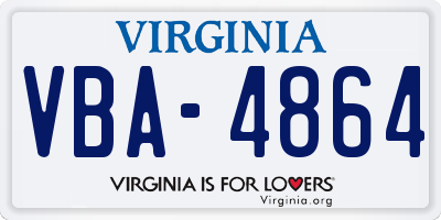 VA license plate VBA4864