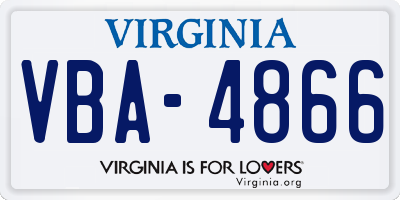 VA license plate VBA4866