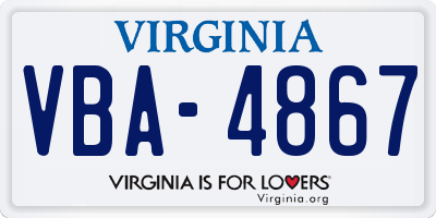 VA license plate VBA4867