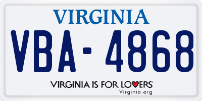 VA license plate VBA4868