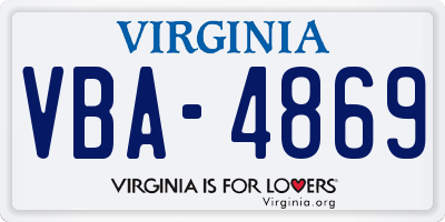 VA license plate VBA4869