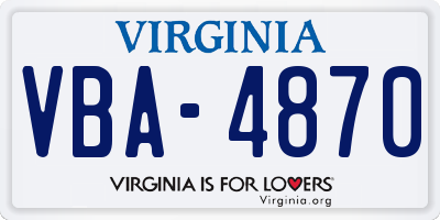 VA license plate VBA4870