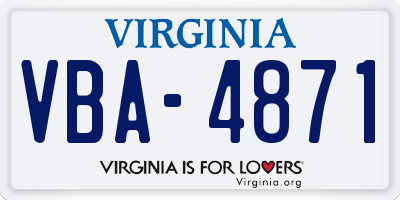 VA license plate VBA4871