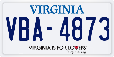 VA license plate VBA4873
