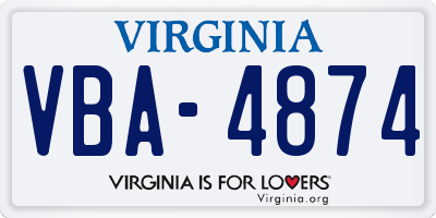 VA license plate VBA4874