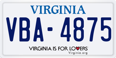 VA license plate VBA4875