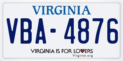 VA license plate VBA4876