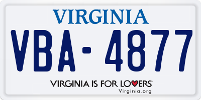 VA license plate VBA4877