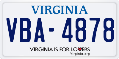 VA license plate VBA4878