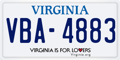 VA license plate VBA4883