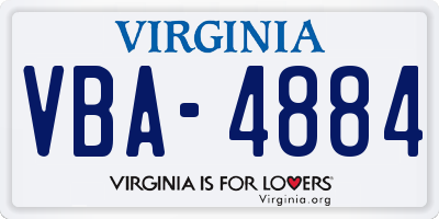 VA license plate VBA4884