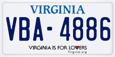 VA license plate VBA4886