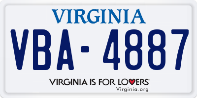 VA license plate VBA4887