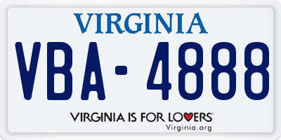 VA license plate VBA4888