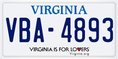 VA license plate VBA4893