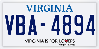 VA license plate VBA4894