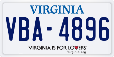 VA license plate VBA4896