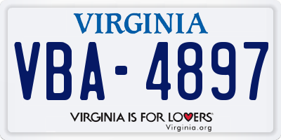 VA license plate VBA4897